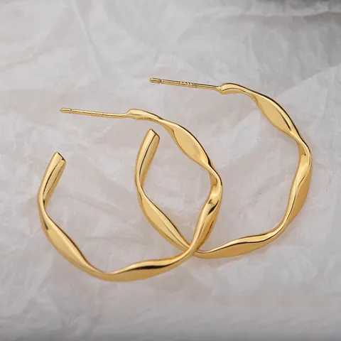 Orecchini A Cerchio Con Anello Di Möbius In Rame Minimalisti Con Perno In Argento Sterling 925 Geometrici Irregolari Intrecciati Nappa Grano Cuore Per Donna Gioielli