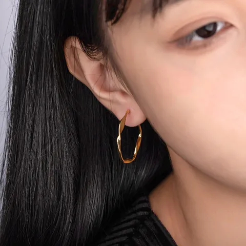 Orecchini A Cerchio Con Anello Di Möbius In Rame Minimalisti Con Perno In Argento Sterling 925 Geometrici Irregolari Intrecciati Nappa Grano Cuore Per Donna Gioielli