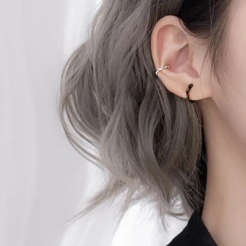Orecchini Ear Cuff Mobius Intrecciati in Rame Senza Buco Placcati Argento Nero Clip per Orecchie Geometrici per Gioielli Donna