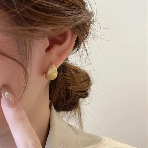 Orecchini a Bottone in Rame Opaco Vintage Francese per Donna Gioielli Geometrici Spazzolati a Forma di Cuore e Cerchio Oro Argento