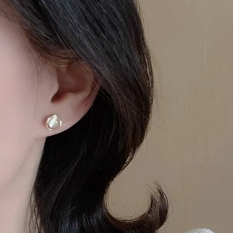 Orecchini a Bottone in Pietra Occhio di Gatto Coreani Con Perno in Argento Sterling 925 Orecchini Geometrici Tondi Cuore Fiocco Coniglio Gioielli Donna