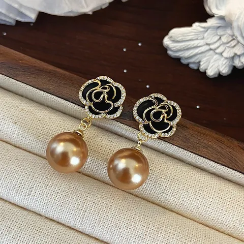 Orecchini a Bottone con Künstliche Perle e Pietra Occhio di Gatto Perno in Argento Sterling 925 Zirconia Farfalla Fiore Donna Gioielli