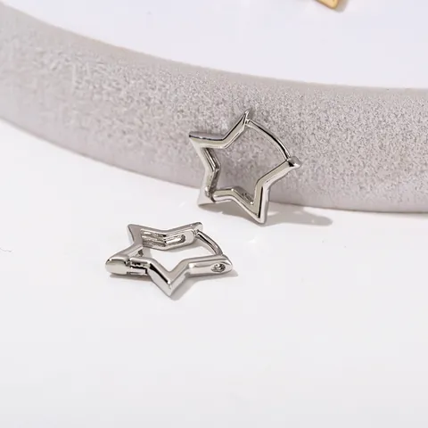 Minimalist Star Heart Geometric Huggie Earrings 18K Gold Plated Copper Zircon Dainty Fashion Jewelry For Women