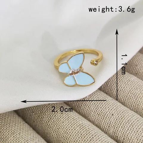 Anello Regolabile Aperto in Rame Placcato Oro Con Zirconia a Cuore e Farfalla Per Donna Gioielli Vintage Eleganti di Lusso
