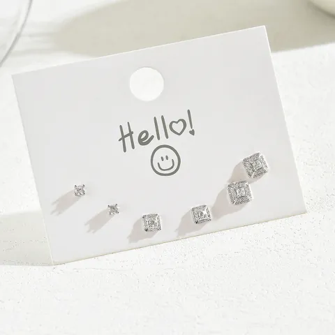 Korean Style Zirconia Earring Set With 925 Sterling Silver Earring Post Star Moon Bow Floral Stud Earrings For Women Jewelry