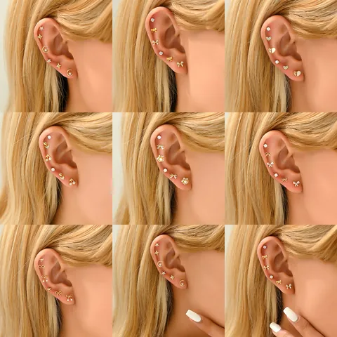 Minimalist Copper Zircon Stud Earring Collection For Women Gold Plated Star Moon Bow Heart Jewelry With 925 Silver Post