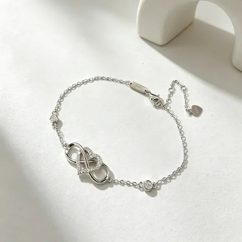 925 Sterlingsilber Herz Unendlich Armband Für Damen Weißgold Plattiert Zirkonia Verstellbare Kette Minimalistischer Schmuck