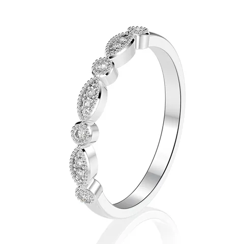 SHIPEI Anillo Eternity de Plata de Ley 925 Con Diamantes de Imitación Marquesa y Redondos para Mujer Oro Rosa Plata Joyería Vintage