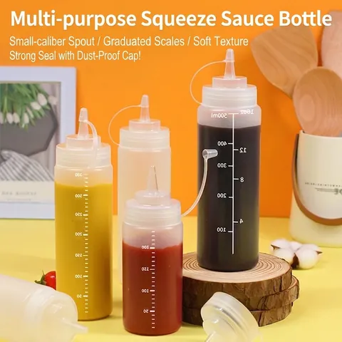 Bottiglia di Plastica a Pressione Con Tappo Antipolvere per Cucina Insalata Miele Ketchup Dispenser in Materiale PE