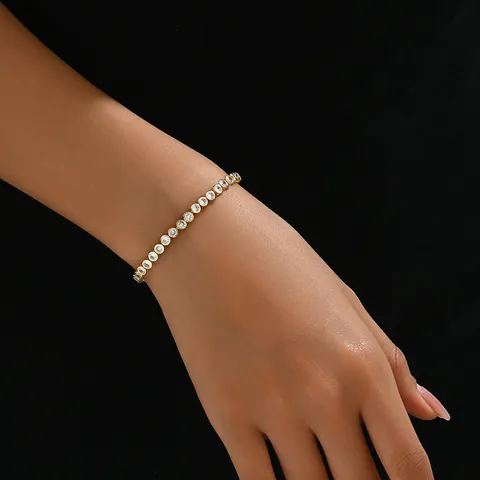 Πολυτελές Επιχρυσωμένο Βραχιόλι Tennis 18K από Χαλκό για Γυναίκες Μινιμαλιστικό με Στρογγυλά Ζιργκόν Κοσμήματα Δώρο