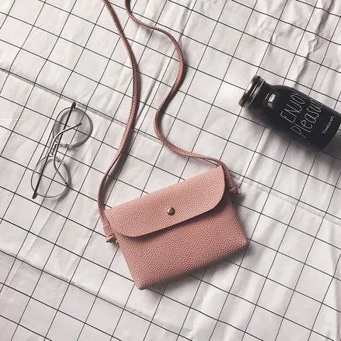 Women's Mini Litchi Grain PU Leather Crossbody Bag Flap Mobile Phone Shoulder Bag Solid Color Casual Simple Fashion Handbag