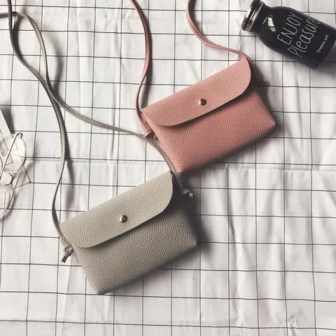 Women's Mini Litchi Grain PU Leather Crossbody Bag Flap Mobile Phone Shoulder Bag Solid Color Casual Simple Fashion Handbag