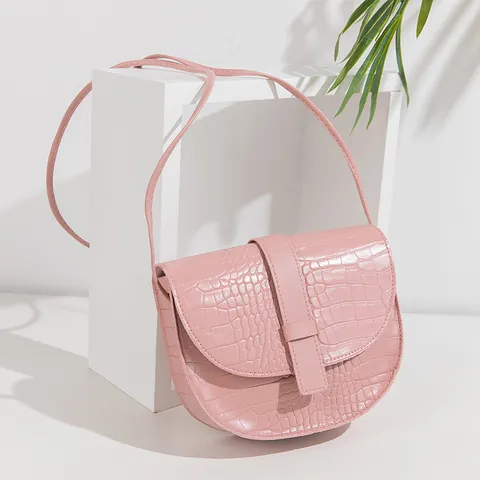 Borsa per Cellulare da Donna in Pelle PU con Motivo a Coccodrillo Borsa a Tracolla a Sella Vintage Tinta Unita Minimalista