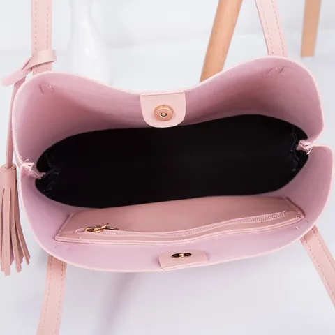 Women Fashion PU Leather Tote Bag Large Capacity Contrast Color Shoulder Bag With Tassel Casual Shopping Handbag For Daily Use