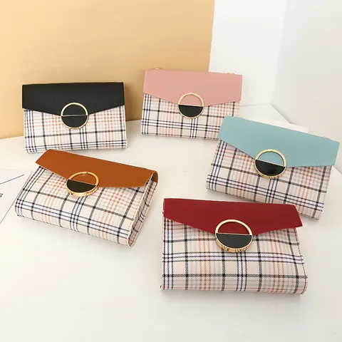 Women Fashion Checkered Pattern PU Leather Crossbody Bag With Metal Chain Strap Small Square Shoulder Bag For Daily Use