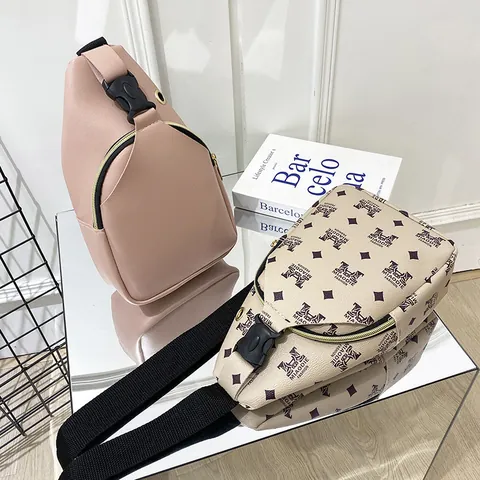 Borsa da Petto in Pelle PU Moda Donna Con Stampa a Quadri Monogramma Piccola Borsa a Tracolla Casual Quotidiana Marsupio