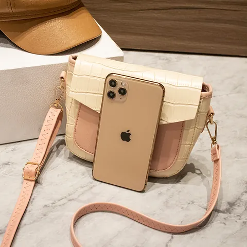 Women's Vintage Crocodile Pattern PU Leather Small Square Bag With Metal Lock Casual Shoulder Crossbody Phone Bag