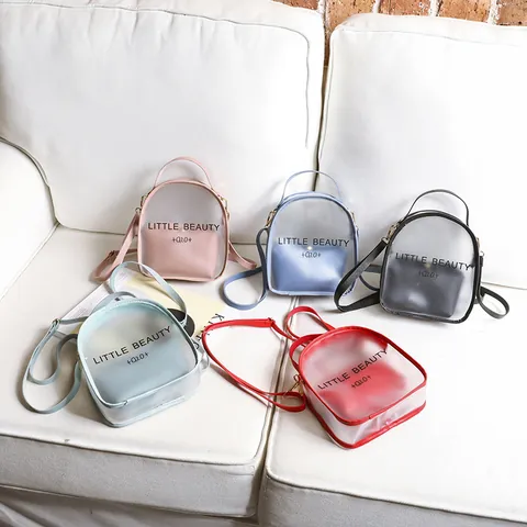 Women Mini Frosted Transparent PVC Backpack With PU Inner Pouch Letter Print Casual Shoulder Crossbody Bag Fashion Handbag