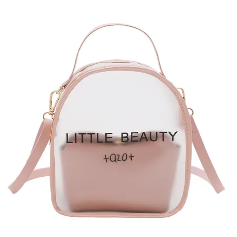 Fashion Women Mini Transparent PVC Backpack Crossbody Bag With Letter Print Clear Jelly Handbag For Daily Travel Casual Sweet Style