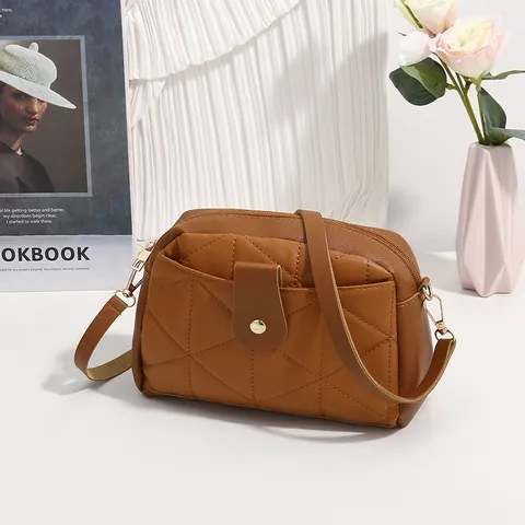 Damen Gesteppt Umhängetasche PU Leder Kleine Quadratische Schultertasche Mit Verstellbarem Riemen Und Reißverschluss Mode Handtasche