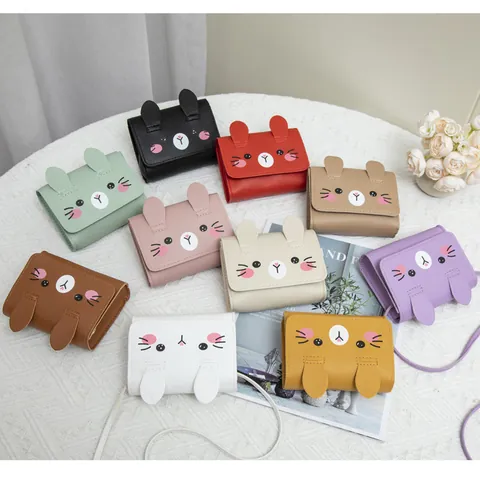 Kinder Süße Cartoon Hase Crossbody Tasche PU Leder Mini Quadratische Umhängetasche Für Mädchen Kleinkind Kleine Münzbörse Geschenk