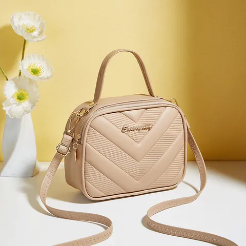 Dames V-Gestikt PU-Leer Kleine Vierkante Tas Met Handvat Verstelbare Schouderriem Crossbody Tas Casual Mode Handtas