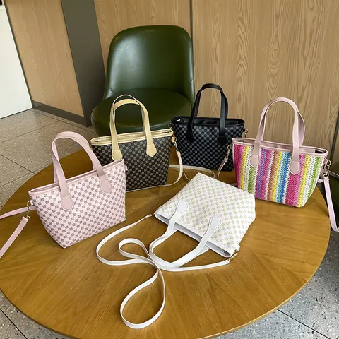 Bolso de Cubo de Cuero PU con Estampado Geométrico Vintage para Mujer Bolso de Mano de Color en Contraste Bandolera Moda Casual Bolso Pequeño