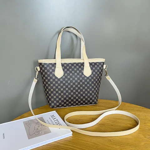 Bolso de Cubo de Cuero PU con Estampado Geométrico Vintage para Mujer Bolso de Mano de Color en Contraste Bandolera Moda Casual Bolso Pequeño