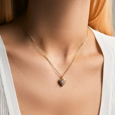 18K Gold Plated Brass Alloy Cubic Zirconia Necklace For Women Christmas Tree Heart Butterfly Sunflower Pendant Jewelry