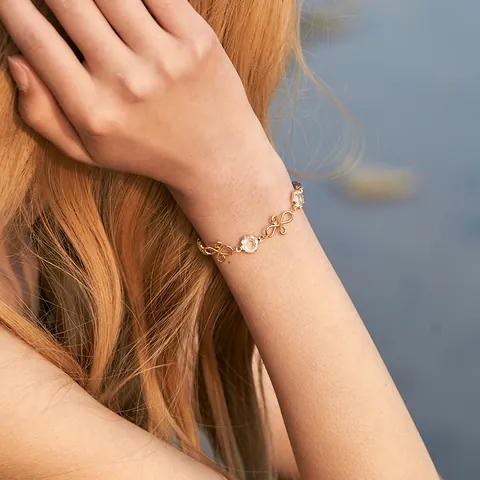 Bohemian 18K Gold Plated Brass Bracelet For Women Handmade Colorful Beads Zirconia Geometric Charm Link Bracelet Fashion Daily Jewelry