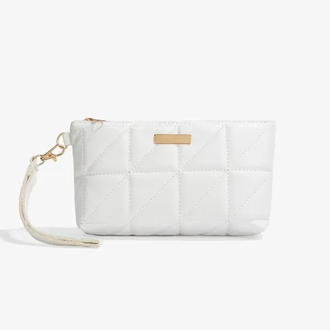 Pochette Donna Trapuntata In Pelle PU Moda Rombi Borsa Da Polso Grande Capacità Con Decorazione Dorata Chiusura A Zip