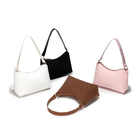 Bolso de Axila de Pana Vintage para Mujer Bolso Hobo de Color Sólido Con Cremallera Bolso de Hombro Suave Casual Regalo