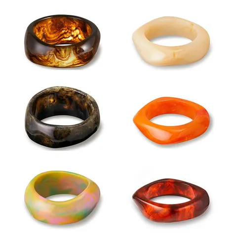 Bohemian Chunky Resin Bangle Bracelet For Women Irregular Acrylic Marble Swirl Design Vintage Geometric Jewelry Hand