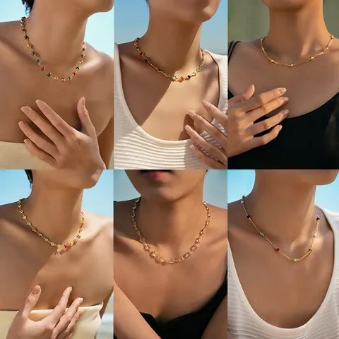 Mode 18K Vergoldete Kupfer Halskette Für Damen Mit Bunten Glas Zirkon Herz Stern Anhänger Exotischen Dopamin Schmuck