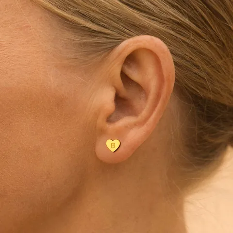 Minimalist Stainless Steel Gold Heart Initial Stud Earrings For Women Alphabet Letters Fashion Jewelry Party Gift