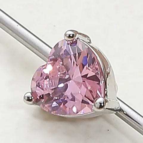 Piercing Industrial Barbell de Cobre con Zirconia Corazón Rosa Incrustado Joyería de Hueso de Oreja Chapada en Oro 14K Puente de Oreja