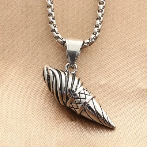 Retro Stainless Steel Ice Cream Cone Pendant Necklace Vintage Silver Punk Hip Hop Jewelry For Men Women Necklaces Without Chain