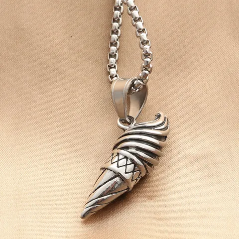 Retro Stainless Steel Ice Cream Cone Pendant Necklace Vintage Silver Punk Hip Hop Jewelry For Men Women Necklaces Without Chain