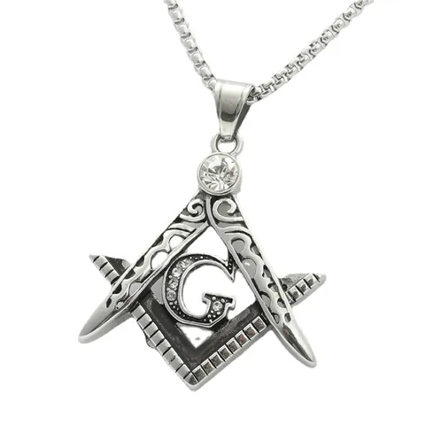 Vintage Freimaurer Halskette Mit Anhänger Für Herren Edelstahl Zirkonia Buchstabe G Hip Hop Punk Schmuck