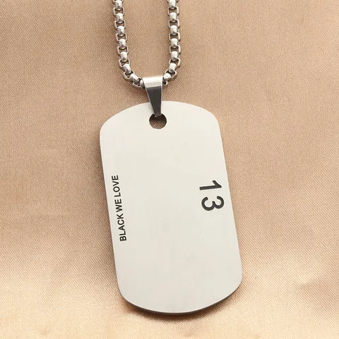 Πάνκ Βίντατζ Ανοξείδωτο Ατσάλι Dog Tag Κολιέ με Μενταγιόν για Άνδρες Ασημί Βουρτσισμένο Τετράγωνη Αλυσίδα Μαργαριταριών