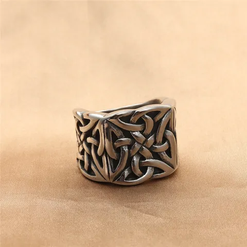 Vintage Viking Totem Celtic Knot Ring For Men Titanium Steel Punk Gothic Band Ring Retro Geometric Fashion Jewelry Gift
