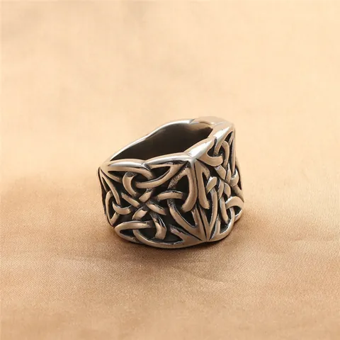 Vintage Viking Totem Celtic Knot Ring For Men Titanium Steel Punk Gothic Band Ring Retro Geometric Fashion Jewelry Gift