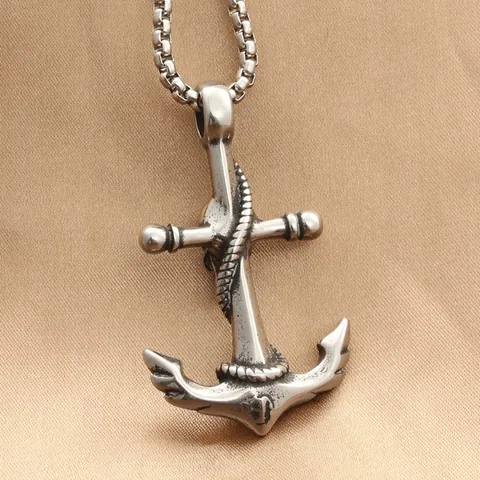 Collana Con Ciondolo Ancora Teschio Gotico Vintage Da Uomo In Acciaio Al Titanio Con Catena A Scatola Gioielli Punk Hip Hop