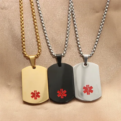 Collier Pendentif Alerte Médicale Étoile De La Vie En Acier Inoxydable Vintage Pour Hommes Punk Bijoux Polis Argent Or Noir