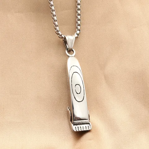 Vintage Edelstahl Haarschneider Anhänger Halskette Für Herren Retro Friseurbedarf Design Punk Hip Hop Schmuck Geschenk