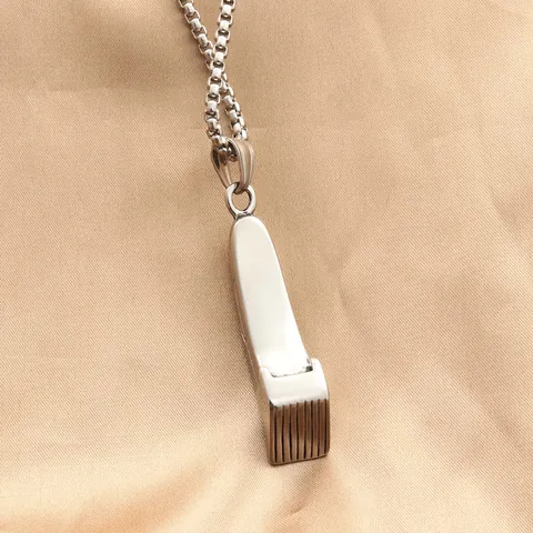 Vintage Edelstahl Haarschneider Anhänger Halskette Für Herren Retro Friseurbedarf Design Punk Hip Hop Schmuck Geschenk