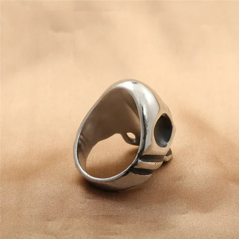 Men Vintage Punk Gothic Skull Ring Stainless Steel Polished Antiqued Silver Color Heavy Metal Biker Finger Jewelry Gift