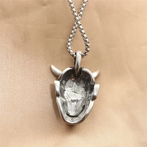 Stainless Steel Hannya Mask Pendant Necklace For Men Vintage Gothic Punk Demon Ghost Mask Retro Jewelry Accessory Gift