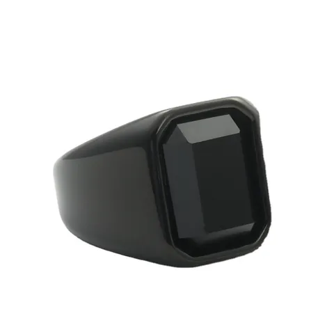 Vintage Roestvrijstalen Heren Zegelring Met Rechthoekige Rode Zwarte Edelsteen Punk Gepolijste Biker Ring Sieraden Voor Mannen 280692