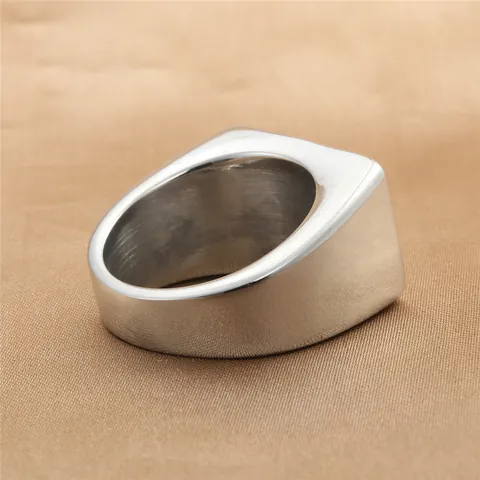 Anillo de Sello Cuadrado de Acero Inoxidable Vintage para Hombre Grabado Only Love You Esmalte Negro Circonita Joyería Punk Hip Hop